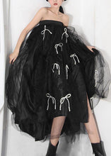 Load image into Gallery viewer, Handmade Black Bow Hollow Outside open Summer Skirt