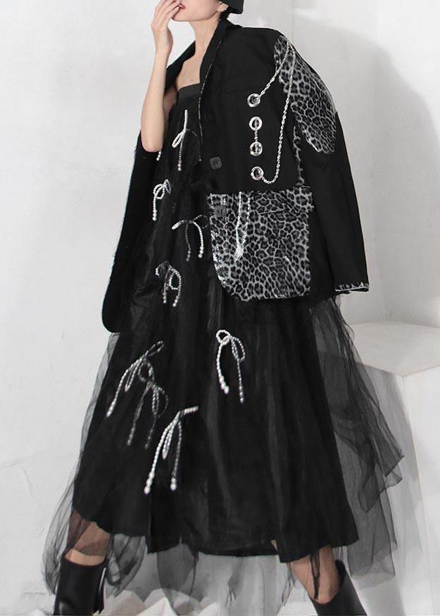 Handmade Black Bow Hollow Outside open Summer Skirt