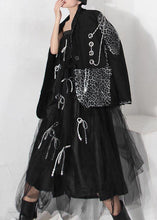 Load image into Gallery viewer, Handmade Black Bow Hollow Outside open Summer Skirt