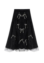 Handmade Black Bow Hollow Outside open Summer Skirt