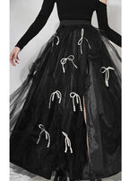 Handmade Black Bow Hollow Outside open Summer Skirt