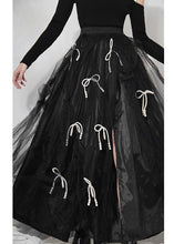 Load image into Gallery viewer, Handmade Black Bow Hollow Outside open Summer Skirt