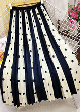 Load image into Gallery viewer, Handmade Black Elastic Waist Striped Silk Pleated Skirt Spring