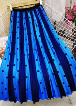 Load image into Gallery viewer, Handmade Black Elastic Waist Striped Silk Pleated Skirt Spring