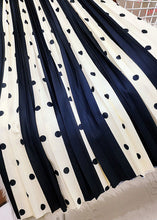 Load image into Gallery viewer, Handmade Black Elastic Waist Striped Silk Pleated Skirt Spring