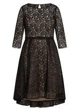 Load image into Gallery viewer, Handmade Black O-Neck Knit Patchwork Lace Long Dresses Summer