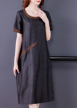 Load image into Gallery viewer, Handmade Black Oversized Patchwork Wrinkled Silk Long Dress Summer