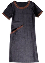 Load image into Gallery viewer, Handmade Black Oversized Patchwork Wrinkled Silk Long Dress Summer