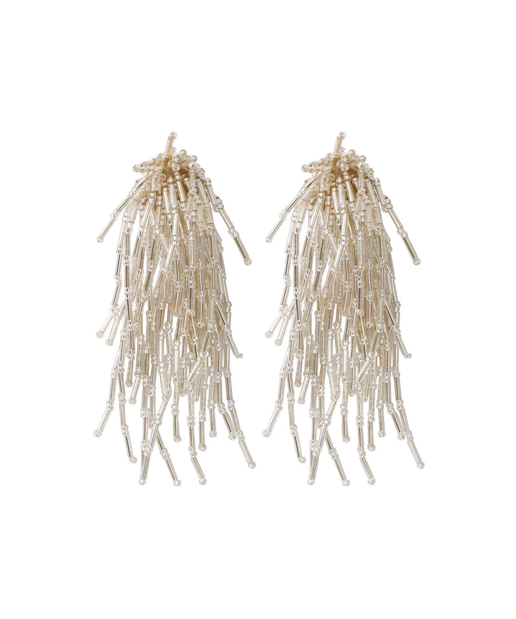 Handmade Blue Nail Bead Tassel Drop Earrings