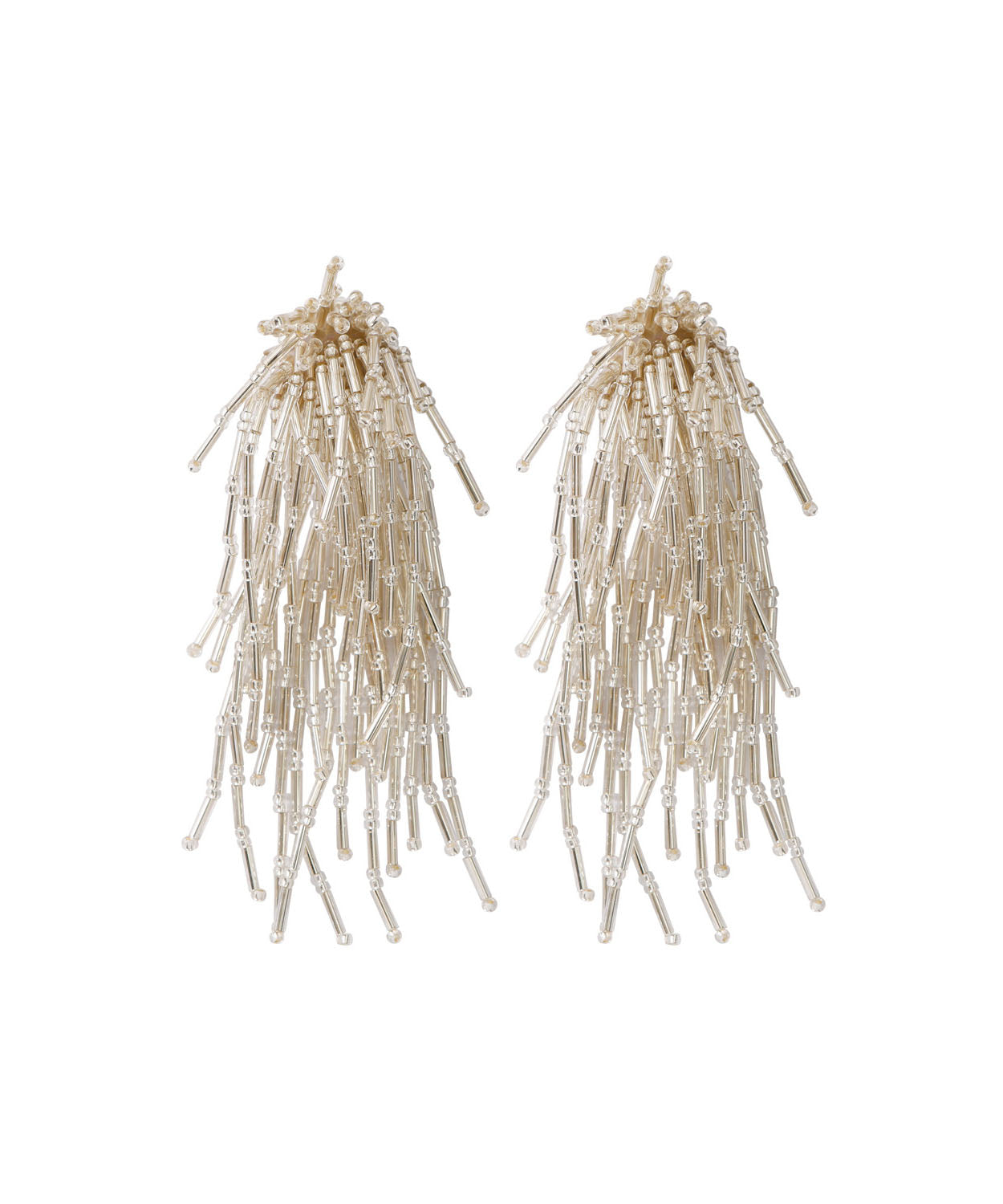 Handmade Blue Nail Bead Tassel Drop Earrings