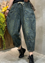 Load image into Gallery viewer, Handmade Blue high waist Print denim Pants Spring