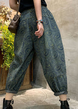 Load image into Gallery viewer, Handmade Blue high waist Print denim Pants Spring