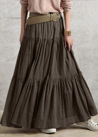 Handmade Casual Retro Patchwork Ruffled Skirt