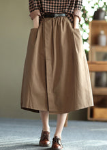 Load image into Gallery viewer, Handmade Khaki Oversized Patchwork Pockets Cotton A Line Skirt Summer