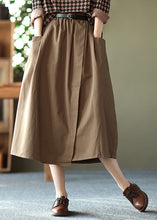 Load image into Gallery viewer, Handmade Khaki Oversized Patchwork Pockets Cotton A Line Skirt Summer