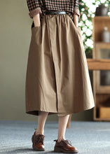 Load image into Gallery viewer, Handmade Khaki Oversized Patchwork Pockets Cotton A Line Skirt Summer