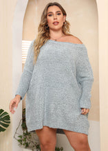 Load image into Gallery viewer, Handmade Light Grey Slash Neck Cozy Knit Sweater Long Sleeve
