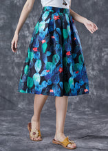 Load image into Gallery viewer, Handmade Peacock Blue High Waist Print Skirt Summer