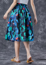 Load image into Gallery viewer, Handmade Peacock Blue High Waist Print Skirt Summer