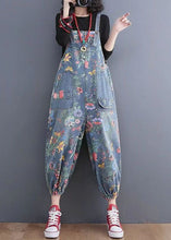 Load image into Gallery viewer, Handmade Yellow Print Denim Spaghetti Strap Jumpsuits Spring
