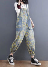 Load image into Gallery viewer, Handmade Yellow Print Denim Spaghetti Strap Jumpsuits Spring