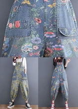 Load image into Gallery viewer, Handmade Yellow Print Denim Spaghetti Strap Jumpsuits Spring