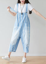 Load image into Gallery viewer, Handmade light Blue pockets Striped Jumpsuits Summer