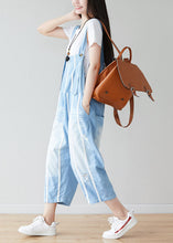 Load image into Gallery viewer, Handmade light Blue pockets Striped Jumpsuits Summer