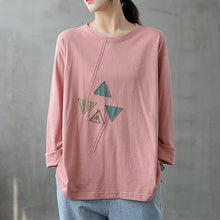 Load image into Gallery viewer, Handmade o neck patchwork clothes Fabrics pink blouses
