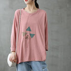 Handmade o neck patchwork clothes Fabrics pink blouses