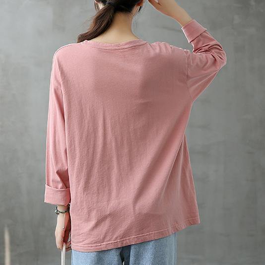 Handmade o neck patchwork clothes Fabrics pink blouses
