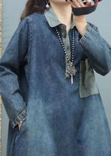 Load image into Gallery viewer, Handmade Blue V Neck Patchwork denim Dresses Winter