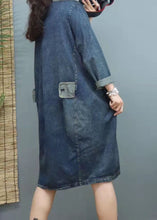 Load image into Gallery viewer, Handmade Blue V Neck Patchwork denim Dresses Winter