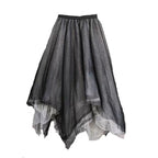 Heavy Industry Color Matching Mesh Irregular Hem Semi Black Skirt