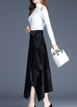 Load image into Gallery viewer, Italian Black Asymmetrical Plaid Cotton Skirt Spring