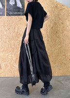 Italian Black Chiffon Summer Casual Skirts Tiered