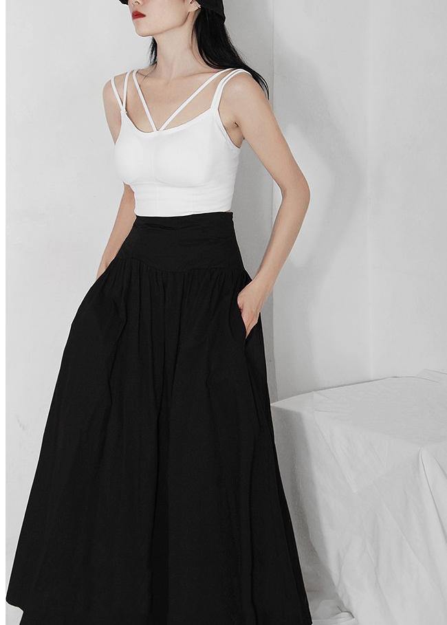 Italian Black High Waist Cinched  Skirts Summer