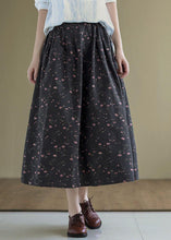 Load image into Gallery viewer, Italian Black Retro Print Summer Skirt Linen