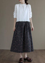 Load image into Gallery viewer, Italian Black Retro Print Summer Skirt Linen