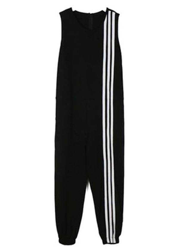 Italian Black Sleeveless Casual Rompers Summer