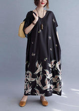 Load image into Gallery viewer, Italian Black V Neck Pockets Print Summer Holiday Dress Short Sleeve