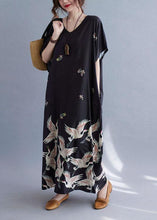 Load image into Gallery viewer, Italian Black V Neck Pockets Print Summer Holiday Dress Short Sleeve