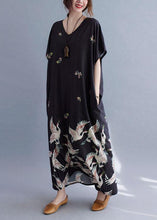 Load image into Gallery viewer, Italian Black V Neck Pockets Print Summer Holiday Dress Short Sleeve