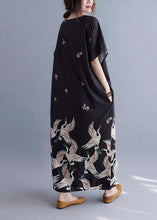 Load image into Gallery viewer, Italian Black V Neck Pockets Print Summer Holiday Dress Short Sleeve