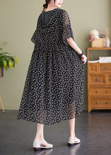 Load image into Gallery viewer, Italian Black V Neck Print Wrinkled Patchwork Chiffon Dress Summer