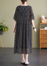 Load image into Gallery viewer, Italian Black V Neck Print Wrinkled Patchwork Chiffon Dress Summer