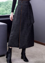 Load image into Gallery viewer, Italian Black tie waist Fine Cotton Filled Skirt Winter