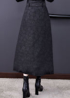 Italian Black tie waist Fine Cotton Filled Skirt Winter