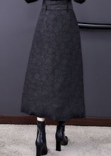Load image into Gallery viewer, Italian Black tie waist Fine Cotton Filled Skirt Winter