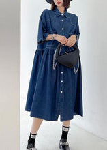Load image into Gallery viewer, Italian Blue Button Pockets Denim Dresses Summer